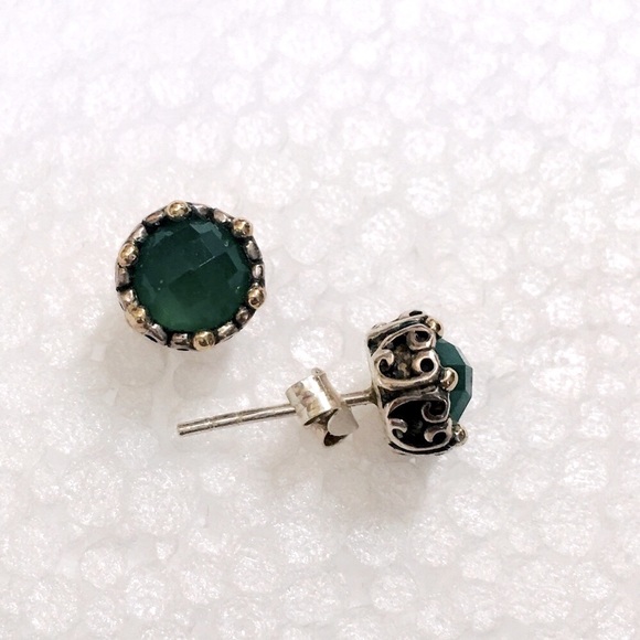 unbranded Jewelry - Natural Emerald Earrings 925 Sterling / 10K posts
